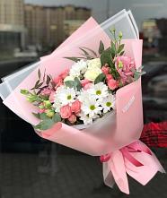 Букет цветов из:  Розы, Лизиантусы и Хризантемы в Нижнем Куранахе